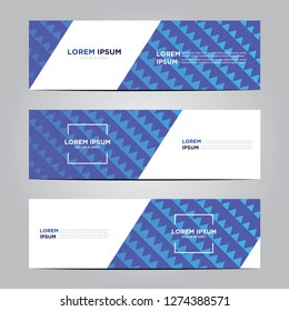banners with flat geometric patterns. Blue background. Modern vector template. EPS 10