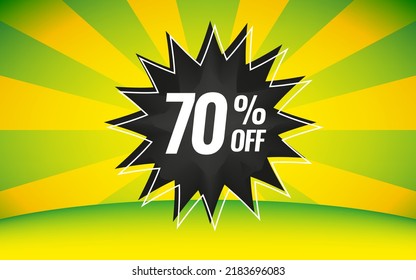 banners with a floating black star for promotions and offers.