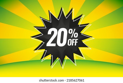 banners with a floating black star for promotions and offers.