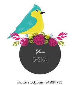 banners, floral and bird frames and graphic elements