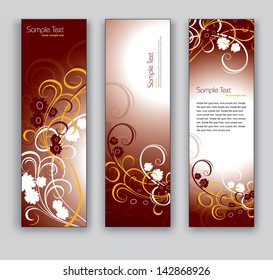 Banners With Flowers. Vector Backgrounds.