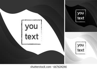 banners or frame background abstract wave black and white 