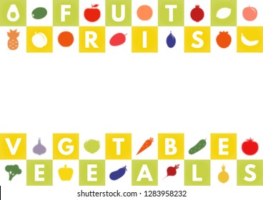 Banners with fruits and vegetables. Halftone colorful food vector background with place for text. Useful for banners, discount, magazine ad, web design element, marketing material