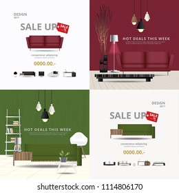 Banners Furniture Sale Design Template Vector Illustration