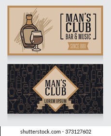 Banners for gentleman club, can be used as party invitation, vector illustration