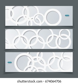 Banners with geometric  background from white paper circles.