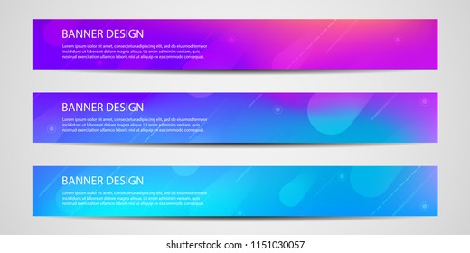 Banners with geometric pattern.Colorful halftone gradients. Vector illustrations