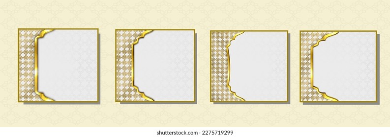Banners with gold trim and a Middle East Ornament Frame, for template, backgroun, or frame. A 3D design.