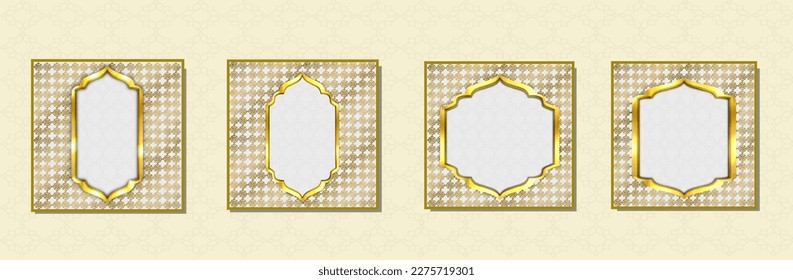 Banners with gold trim and a Middle East Ornament Frame, for template, backgroun, or frame. A 3D design.