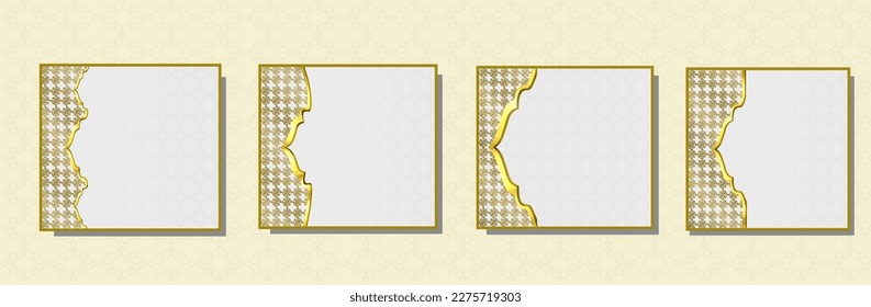 Banners with gold trim and a Middle East Ornament Frame, for template, backgroun, or frame. A 3D design.