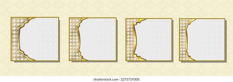 Banners with gold trim and a Middle East Ornament Frame, for template, backgroun, or frame. A 3D design.