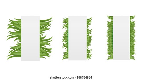 Banners with green grass, vector illustration