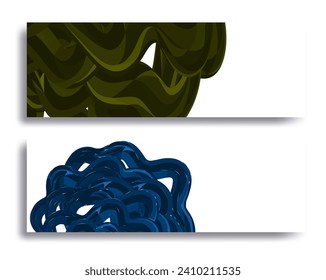 banners with green,blue abstract dynamic shapes vector background