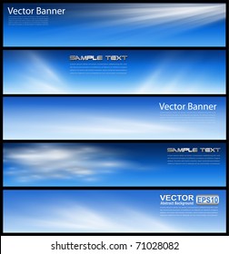 Banners, headers blue clouds set, vector.