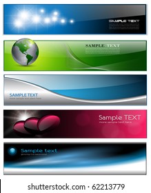 Banners, headers colorful abstract set, vector.