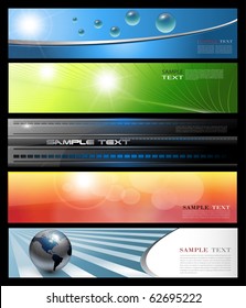 Banners, cabeceras coloridas conjunto abstracto, vector.