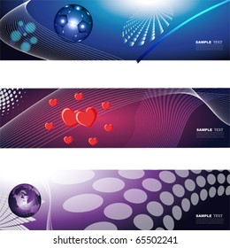 Banners, headers colorful abstract set, vector.