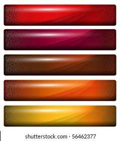 banners, headers glossy orange red, vector.