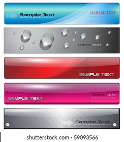 Banners, headers glossy set, vector.