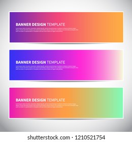 Banners or headers with trendy bright gradient colorful background. Vector design for your banners, headers, footers, flyers, cards etc. Rainbow colors