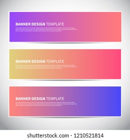 Banners or headers with trendy bright gradient colorful background. Vector design for your banners, headers, footers, flyers, cards etc. Rainbow colors