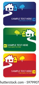 Banners with houses and tree