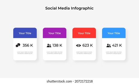 Banners infographic slide. Concept of business project visualization with 4 options. Infochart design template.