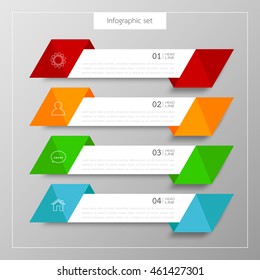 Banners infographics template set colorful tabs design Illustration vector business card and text box for web presentation layout.