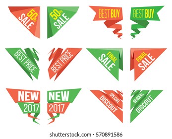 Banners with information about discounts and sales, made in the form of corners (right and left), for sites, shops and publications in the press and on the covers
