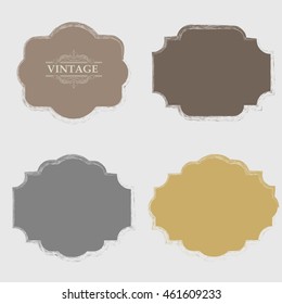 Banners, Insignias,Logos,Icons,Labels and Badges in Vintage Style. Retro Shapes covered with Distressed Texture. 