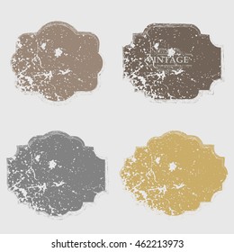 Banners, Insignias,Logos,Icons,Labels and Badges in Vintage Style. Retro Shapes covered with Distressed Texture. 