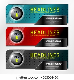 banners item design on grey background, vector illustration