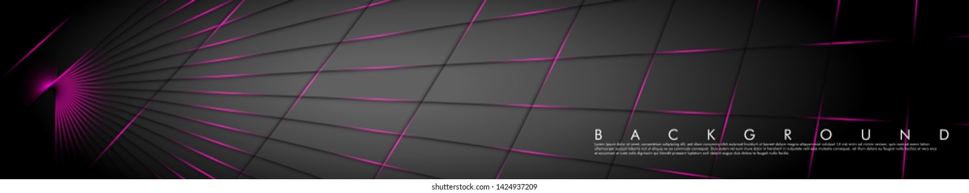 Banners of light lines of fancy dark gray background shadows