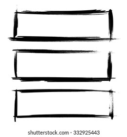 Banners from long textured strokes isolated on white background