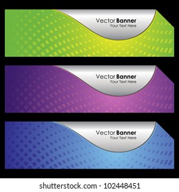 Banners, luxury metallic set, halftone backgrounds design, vector.