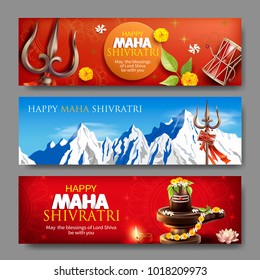 Banners for Maha Shivratri, a Hindu festival celebrated of Lord Shiva. Vector set.