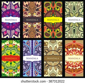 Banners with mandala pattern.Mandalas collection. Round Ornament Pattern.