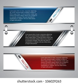 Banners, metallic set, modern backgrounds design, vector