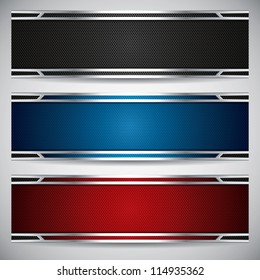 Banners, metallic set, modern backgrounds design, vector