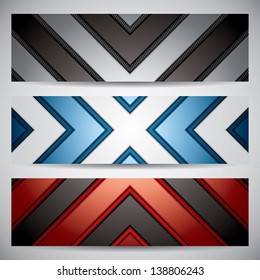 Banners, metallic set, modern backgrounds design, vector