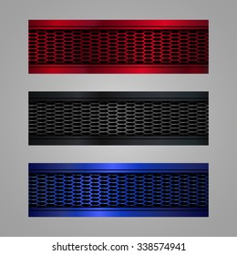Banners, metallic set, modern backgrounds design. Vector illustration