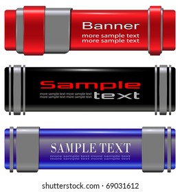 Banners modern metallic set, vector.