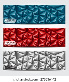 Banners with Multicolored Polygonal . Geometric Triangular Abstract Modern Vector Illustration