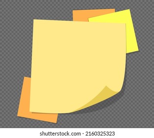 Banners con juego de ilustraciones de notas y notas. memo, papel, diario, 3d, evento, moneda. Dibujo de vectores. Estilo dibujado a mano.