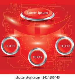 Banners number text box cycle for website. Vector Illustration.