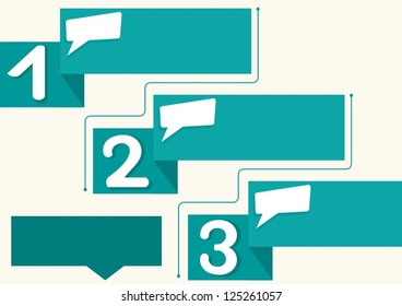 banners with numbers 1, 2 and 3