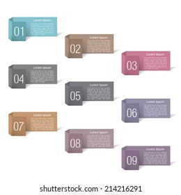 Banners with numbers design, origami style, vector eps10 illustration