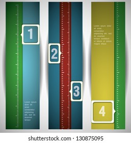 Banners with numbers.Design template. can be used for infographics. numbered banners. vertical cutout lines.