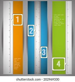 Banners with numbers.Design template. can be used for infographics. numbered banners. vertical cutout lines.