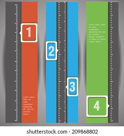 Banners with numbers.Design template. can be used for infographics. numbered banners. vertical cutout lines.